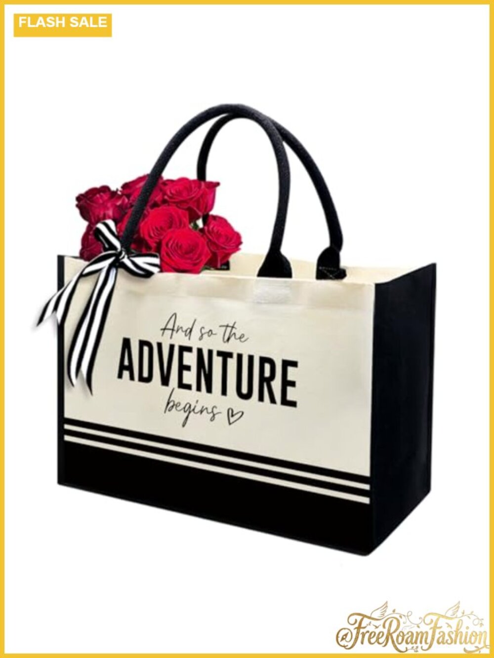 Personalized Initial Canvas Tote Bag Cotton Monogrammed Beach Travel Gift